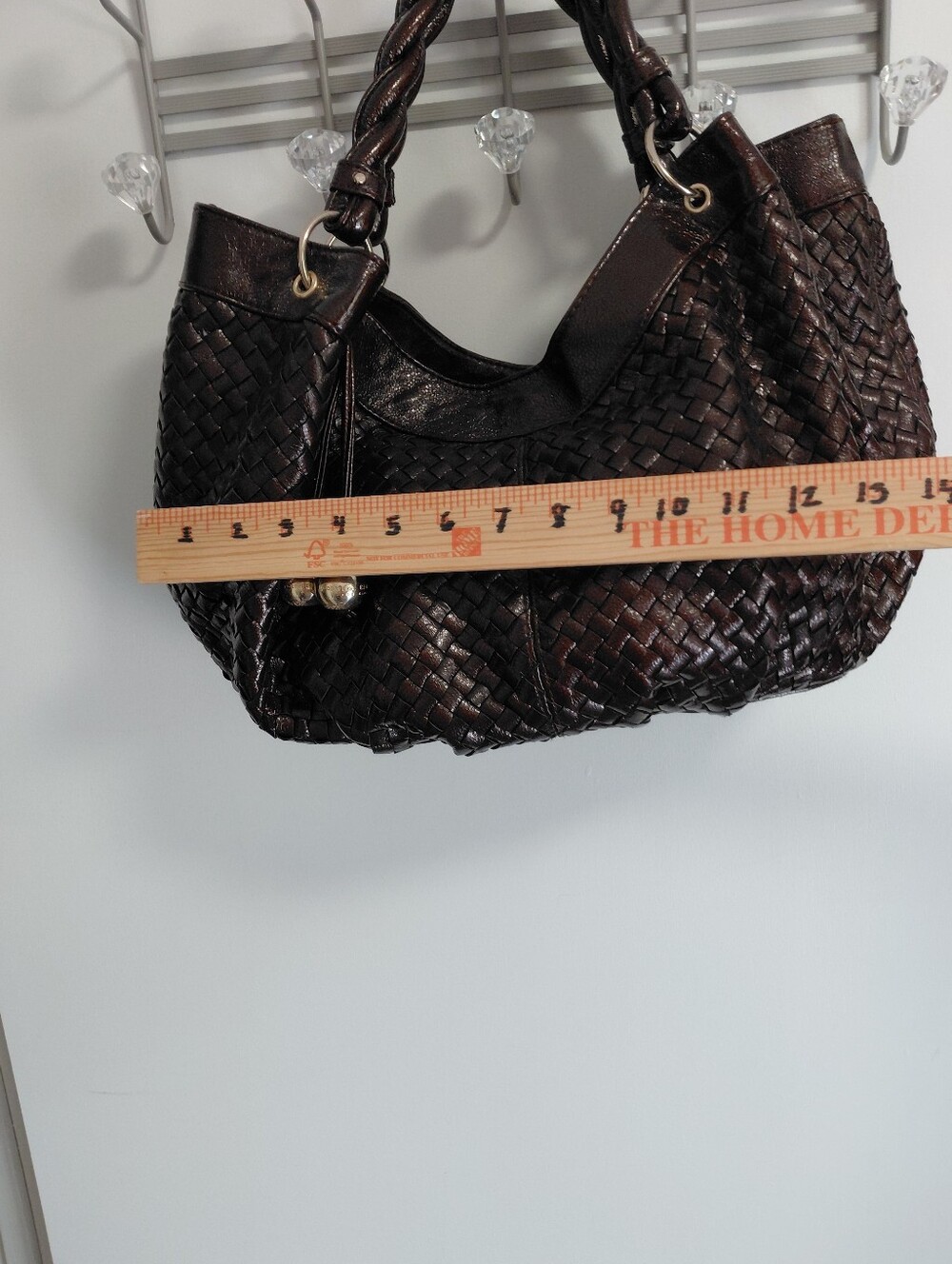 Loeffler Randall For Target Faux Leather Dark Brown Woven Hobo Bag Purse - Picture 6 of 12
